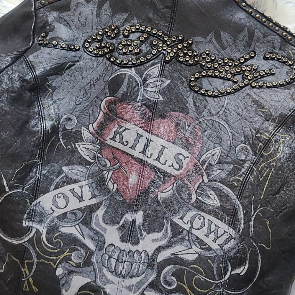 Ed Hardy by Christian Audigier leather Jacket